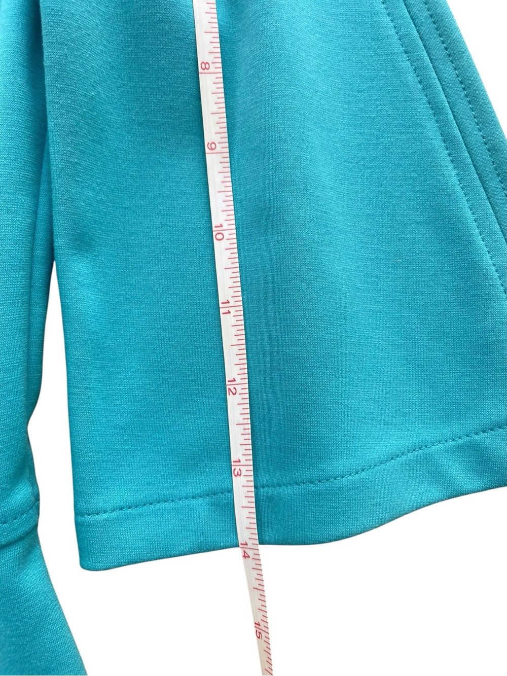 Sleek Turquoise Midi Dress with Flared Sleeves Size 34 - Picture 13 of 15